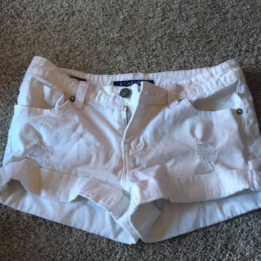 White jean booty shorts